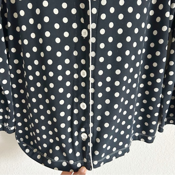 Soma Pajama Shirt and Pants Set Navy Beige Polka Dot Size S/M - Picture 3 of 12